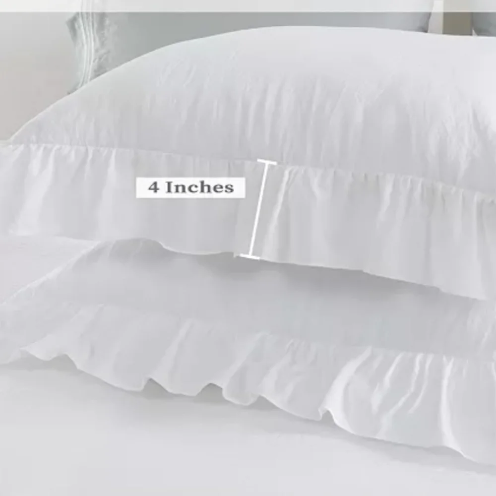 New in bag! King size White Ruffled Duvet Cover and pillow shams